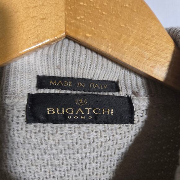 Vtg Bugatchi Wool Blend Geometric Brown Quarter Zip Grandma 70s Funky 3XL - Picture 5 of 9